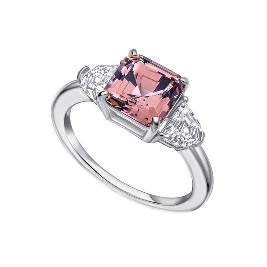 Diamonfire Silver and pink princess cut Cubic Zirconia ring