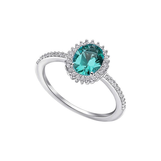 Diamonfire Sterling Silver and Paraiba coloured Cubic Zirconia oval ring