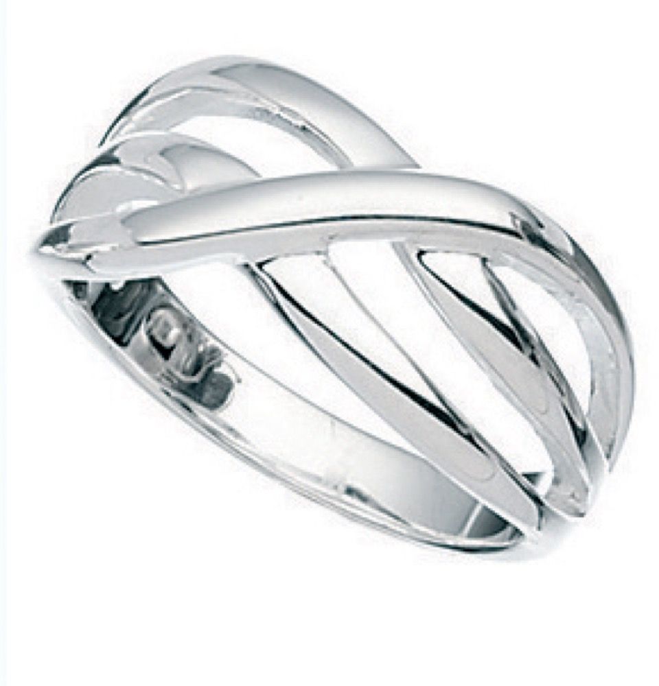 Silver Cross Over 8mm Ring – Martin Wilkinson Jewellers