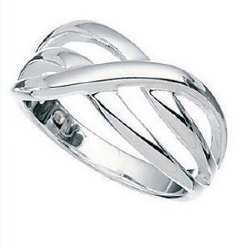 Silver Cross Over Ring