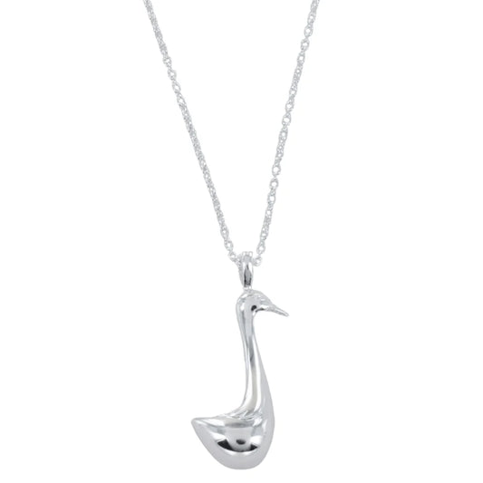 Silver runner duck necklace