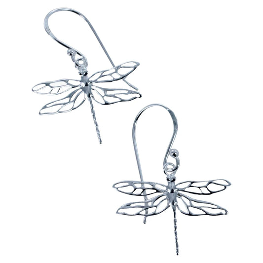 Silver Mayfly drop earrings