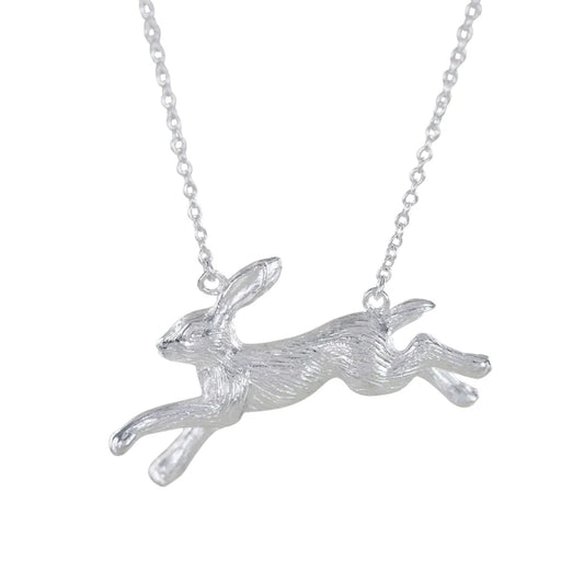 Silver running Hare necklace