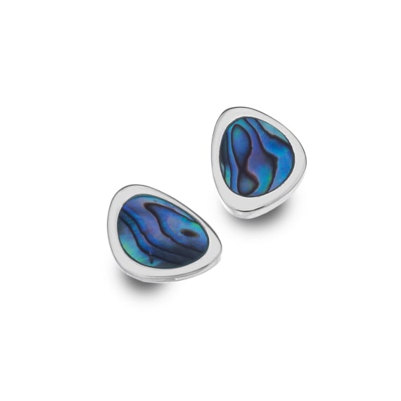 Silver and paua shell stud earrings