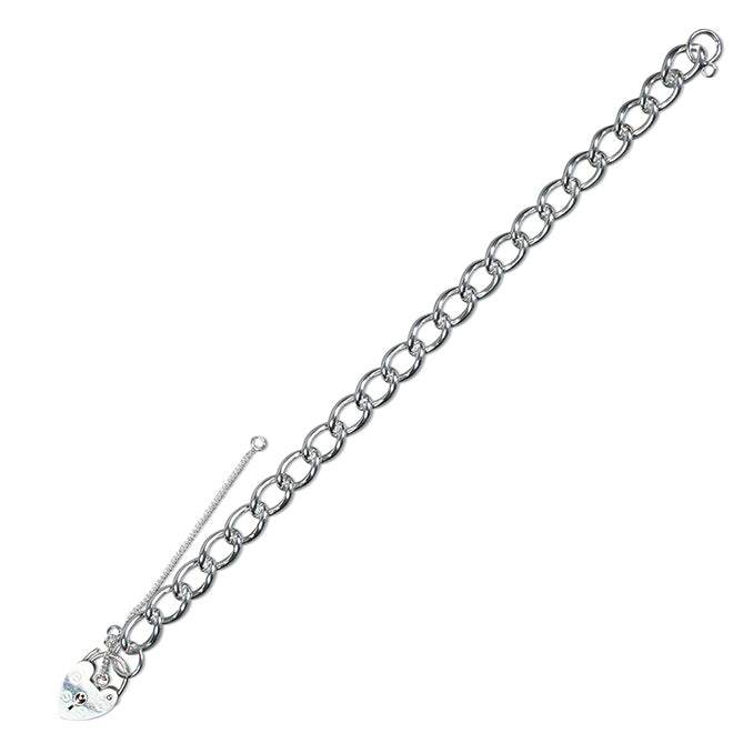 Silver Heavy Single Link Charm Bracelet