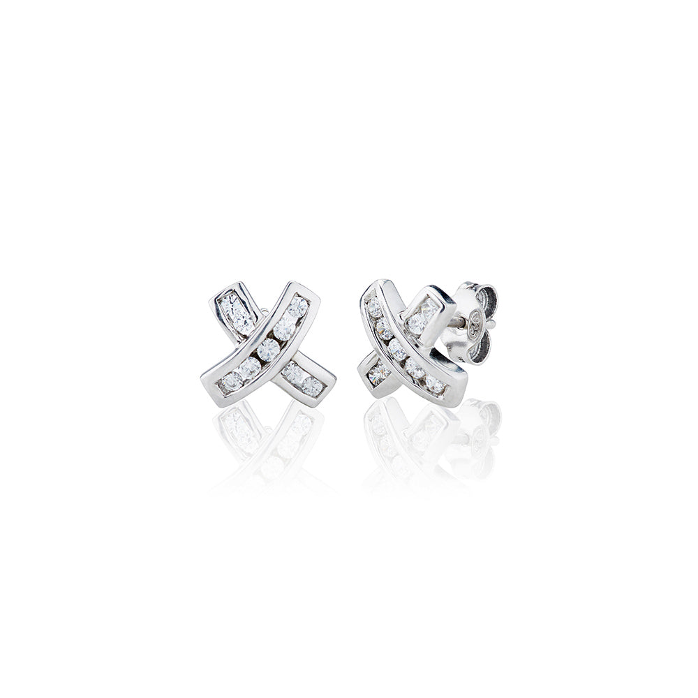 Silver and Swarovski Crystal cross stud earrings