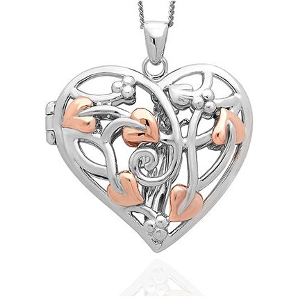 Clogau silver & rose gold. Fairy heart shape locket with a silver chain.