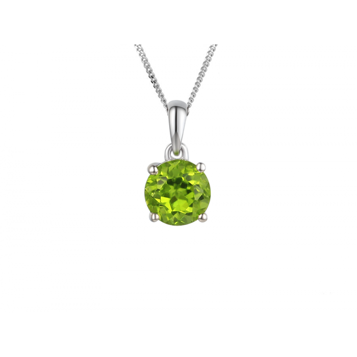 Silver and Peridot Claw Set round pendant