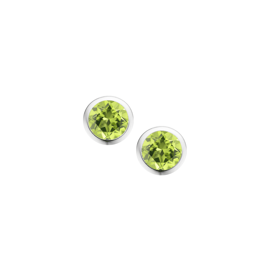 Silver and Peridot rubset round stud earrings