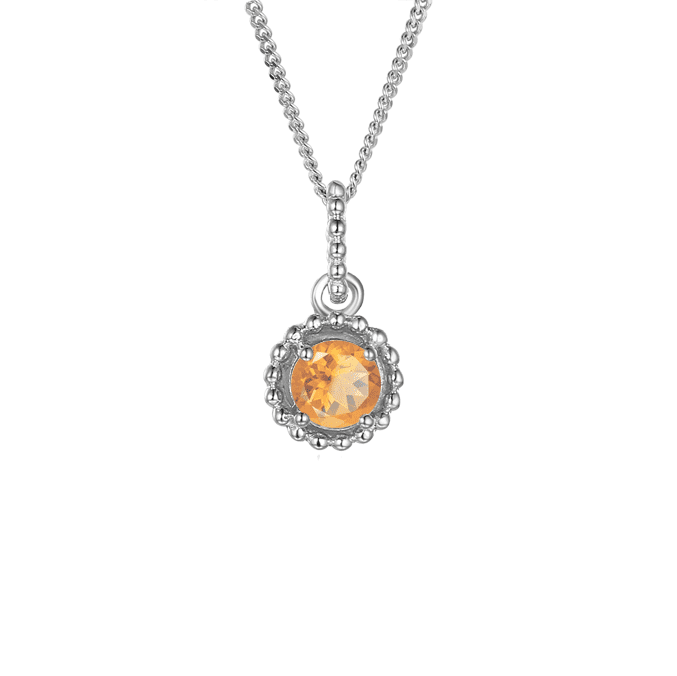 Silver and Citrine beaded round pendant
