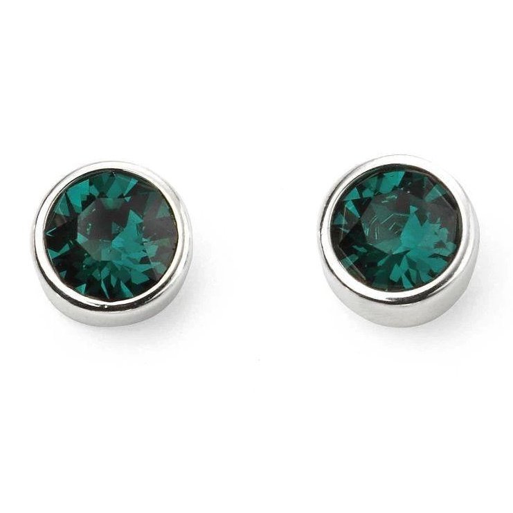 Silver and Crystal Birthstone Stud Earrings -May