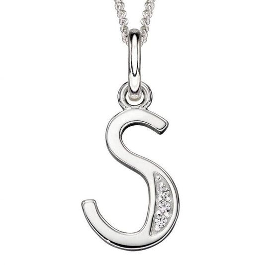 Silver And Cubic Zirconia Initial Pendant (S)