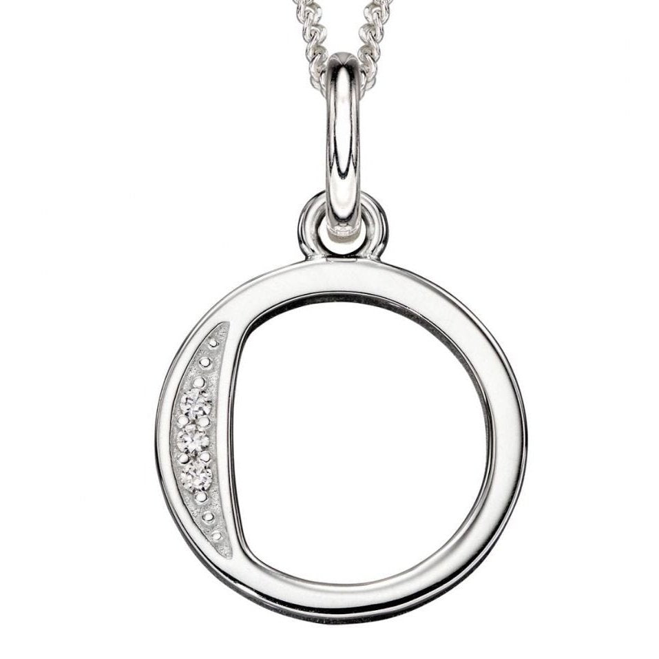 Silver And Cubic Zirconia Initial Pendant (O)