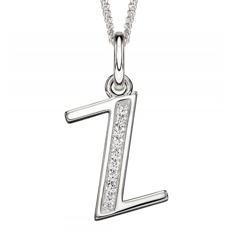 Silver And Cubic Zirconia Initial Pendant (Z)