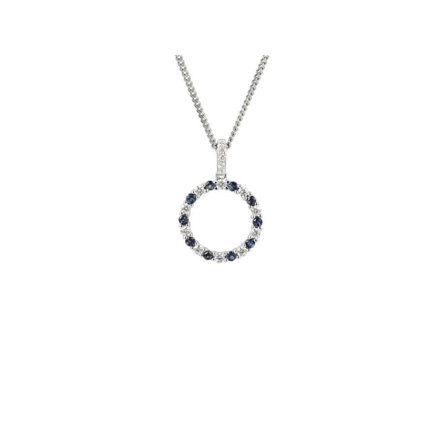 Silver Sapphire & Cubic Zirconia open pendant
