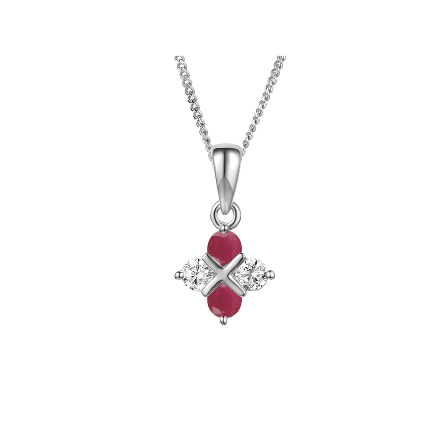 Silver, Ruby and Cubic Zirconia pendant