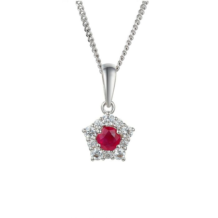 Silver, Ruby and Cubic Zirconia star design pendant
