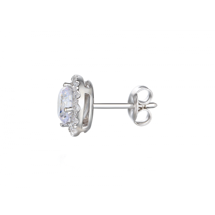 Silver and cubic zirconia cluster stud earrings