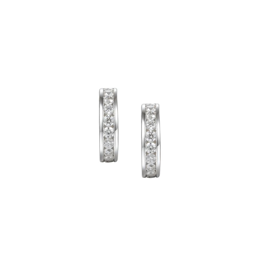 Silver and Cubic Zirconia channel set hoop earrings
