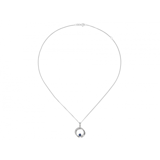 Silver, sapphire and cubic zirconia round pendant