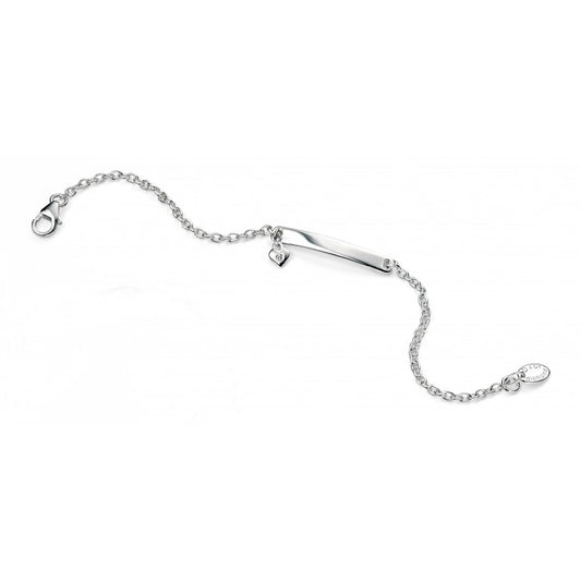 D For Diamond Silver And Diamond Heart Identity Bracelet