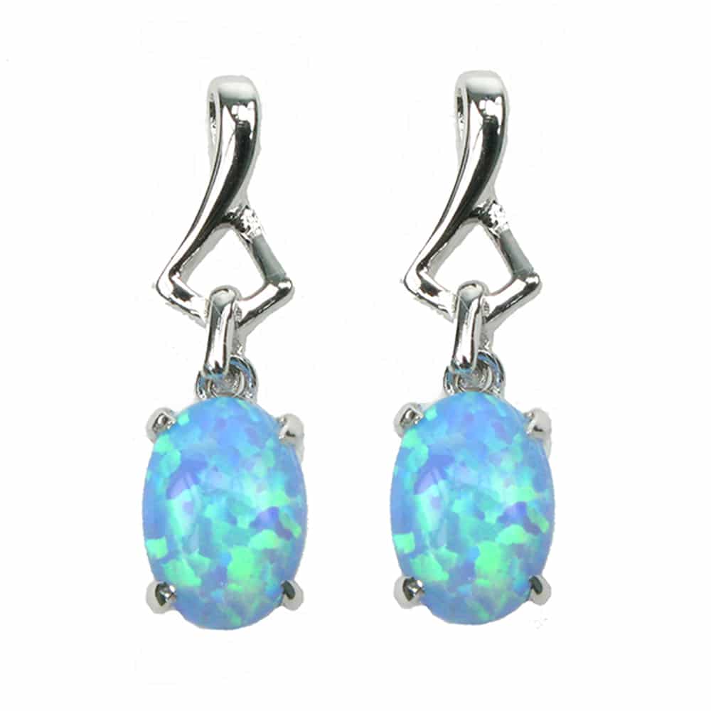 Silver And Blue Opalique Small Drop Earrings
