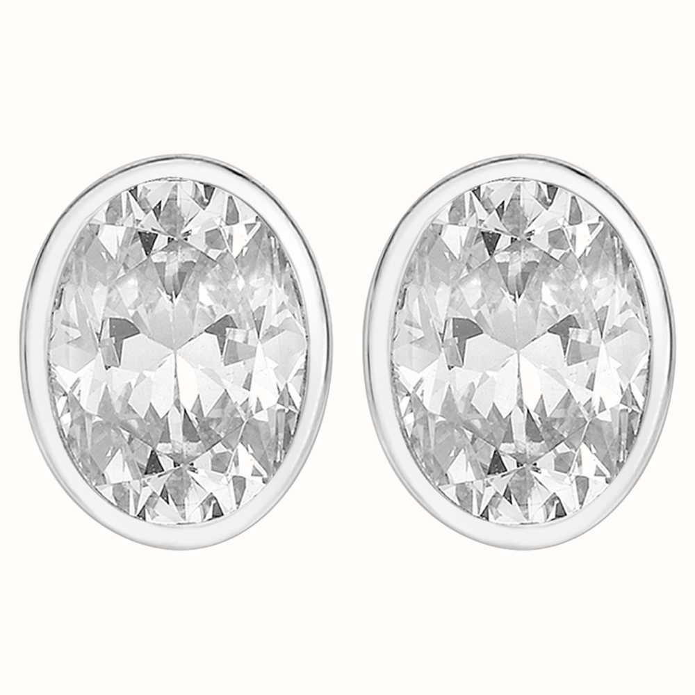 Silver and Swarovski Crystal oval stud earrings