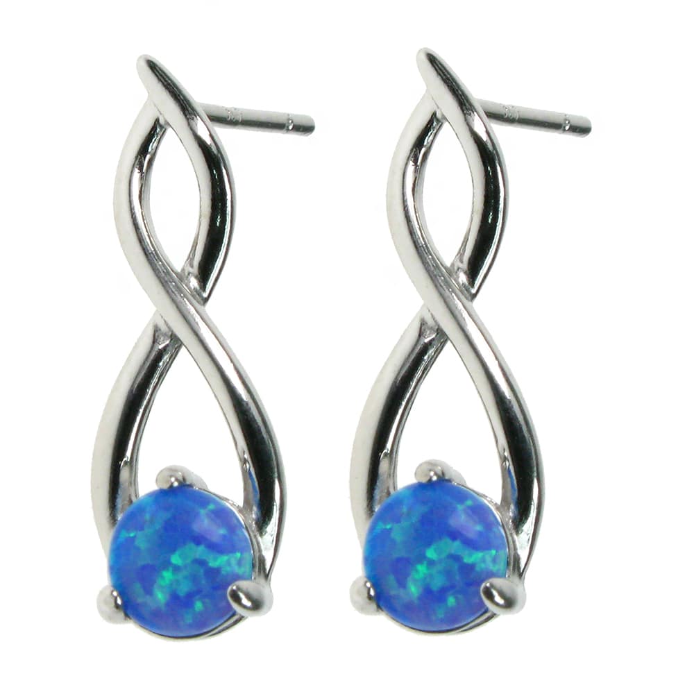 Silver and Blue Opalique twisted Drop Earrings