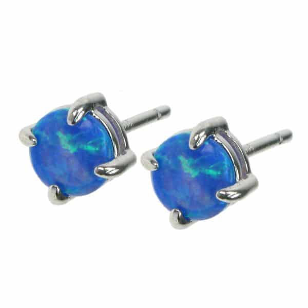 Silver and Blue Opalique stud earrings