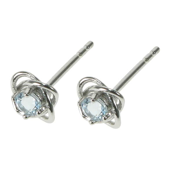 Silver and Blue Topaz orbit stud earrings