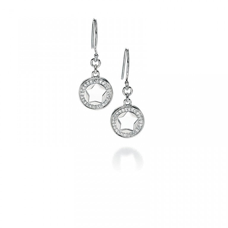 Silver And cubic zirconia Star Drop Earrings