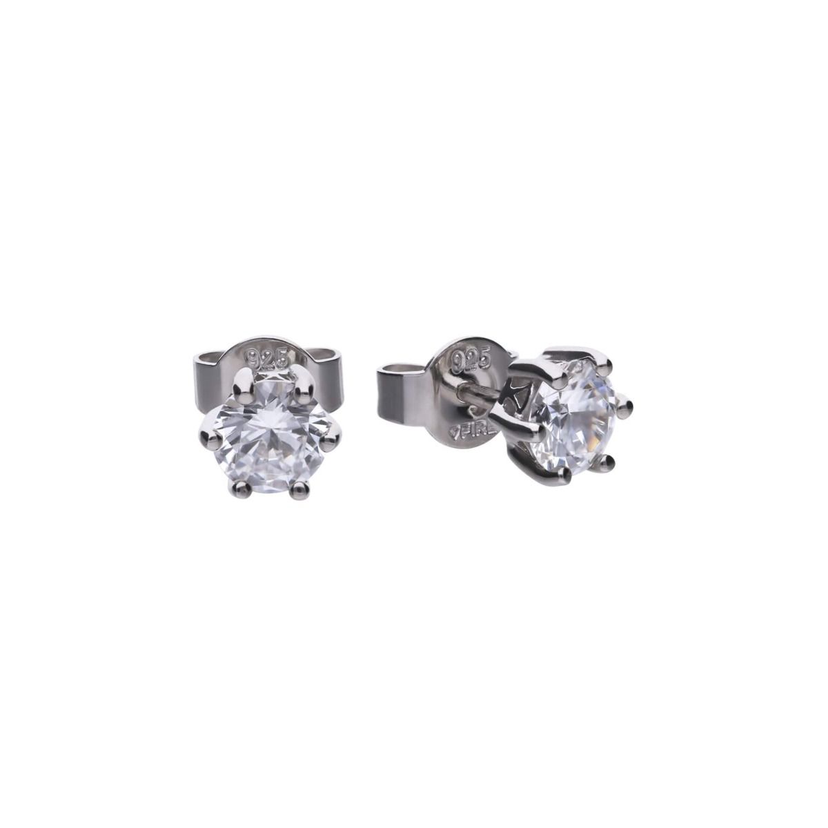 Diamonfire silver and cubic zirconia 6 claw stud earrings 2.00ct
