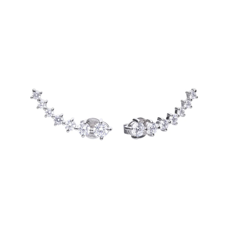 Diamonfire Silver And Cubic Zirconia Long Stud Earrings