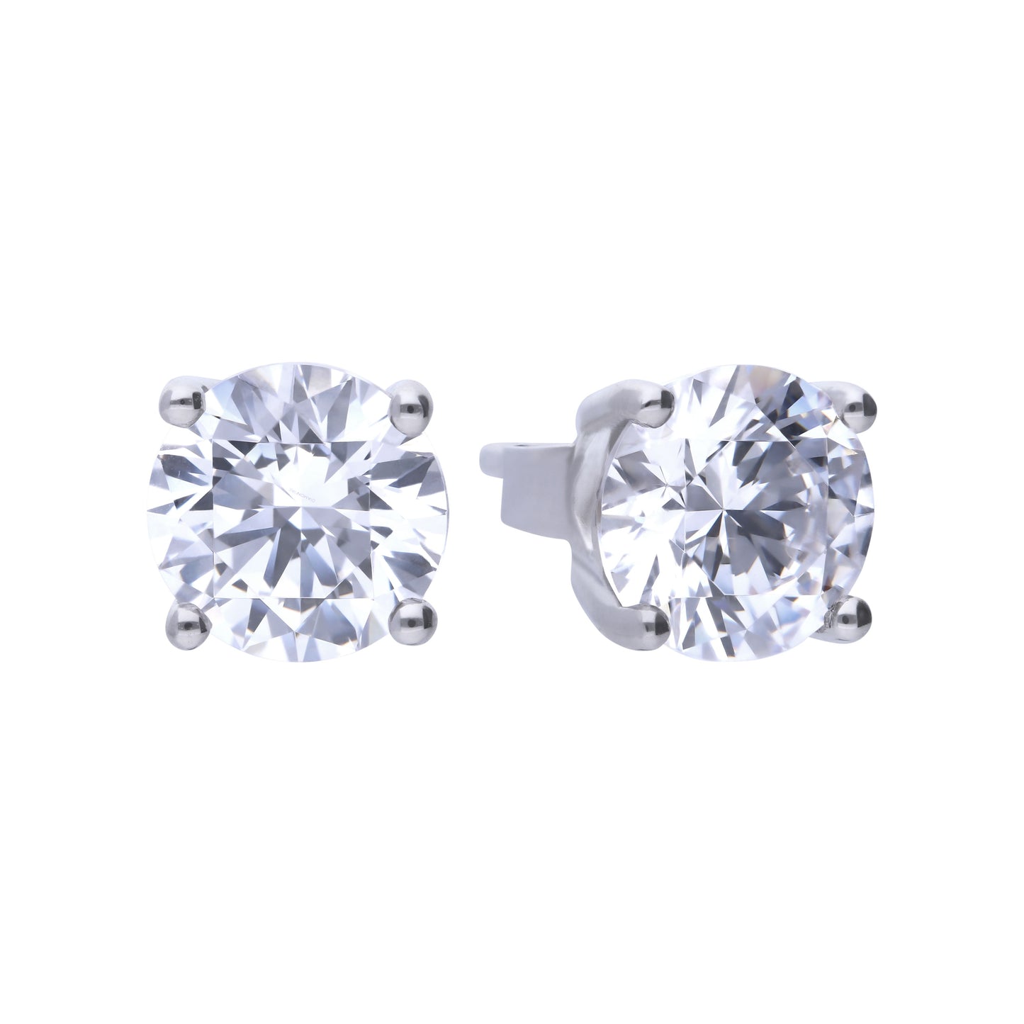 Diamonfire silver 4 claw cubic zirconia stud earrings 1.00CT
