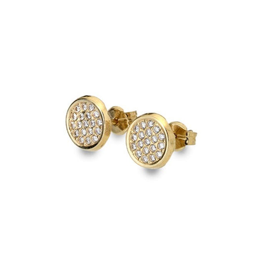 9CT Gold and Cubic Zirconia circular stud earrings