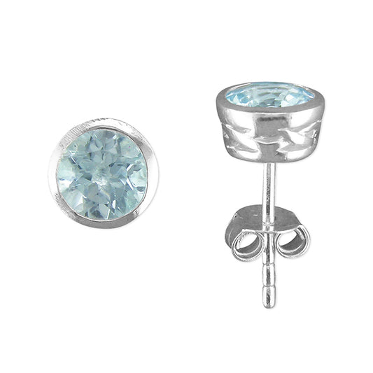 Silver and Blue Topaz Stud Earrings