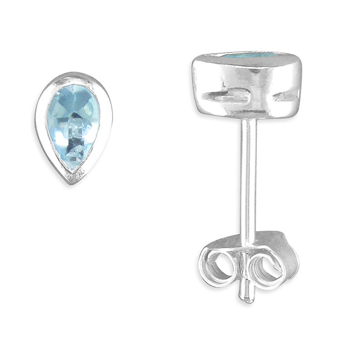 Silver and Blue Topaz Stud Earrings