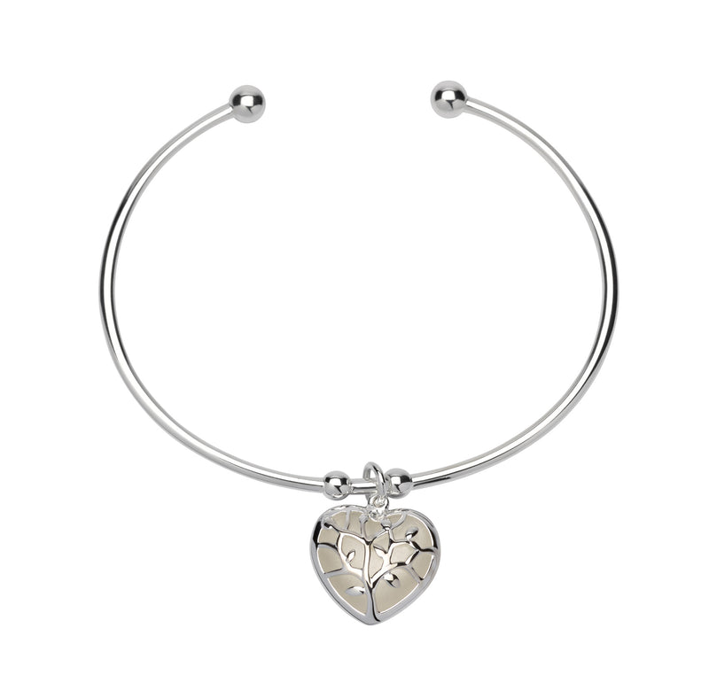 silver heart half bangle