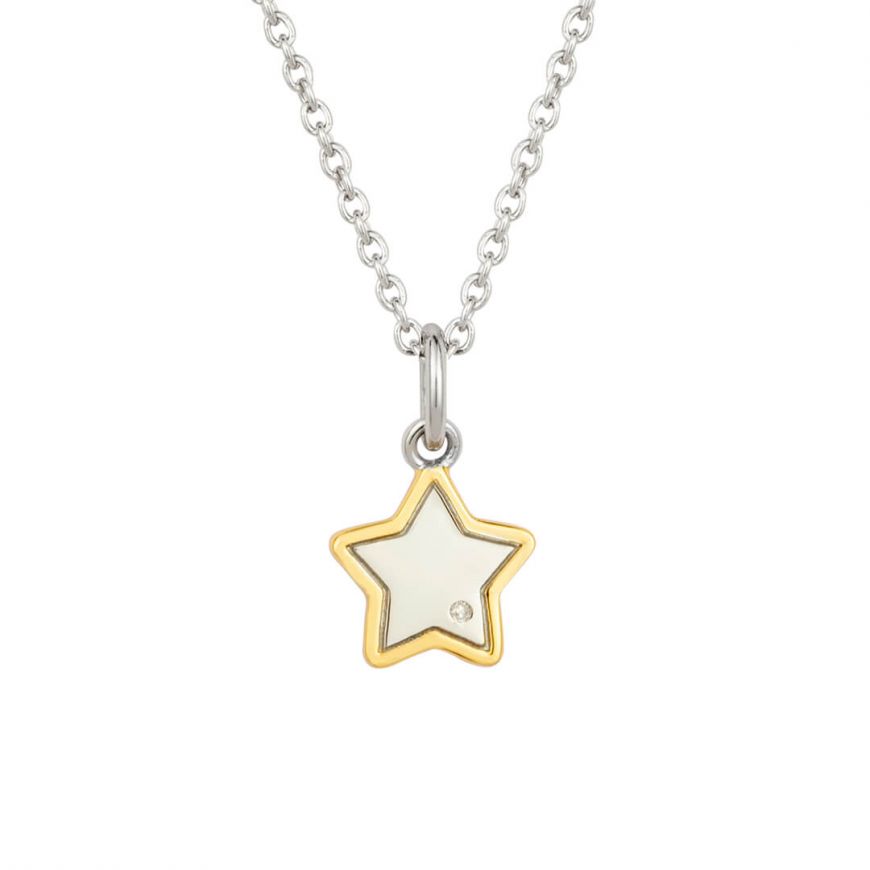 D For Diamond Silver, Gold Plated detail and Diamond Star Pedant