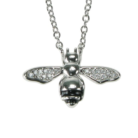 Silver and Cubic Zirconia bee pendant