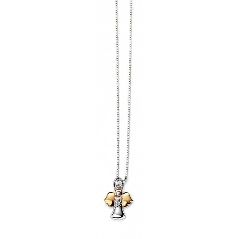 D For Diamond Silver And Diamond childrens Angel Pendant necklace