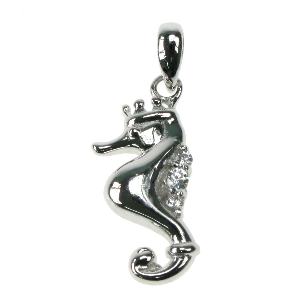 Silver and Cubic Zirconia seahorse pendant