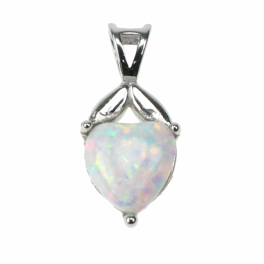 Silver and Opalique heart pendant