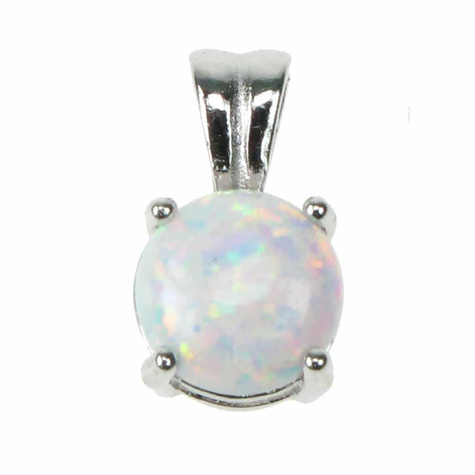 Silver and Opalique round pendant