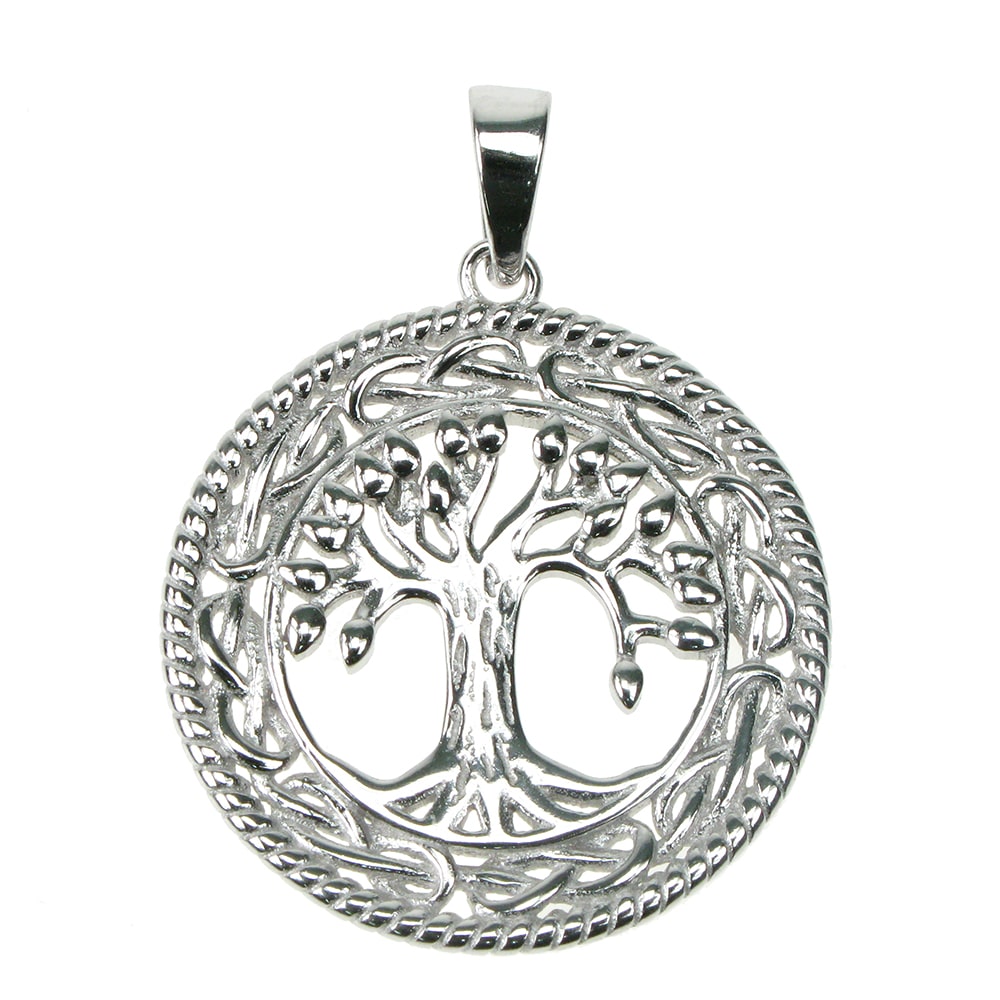 Silver tree of life patterned pendant