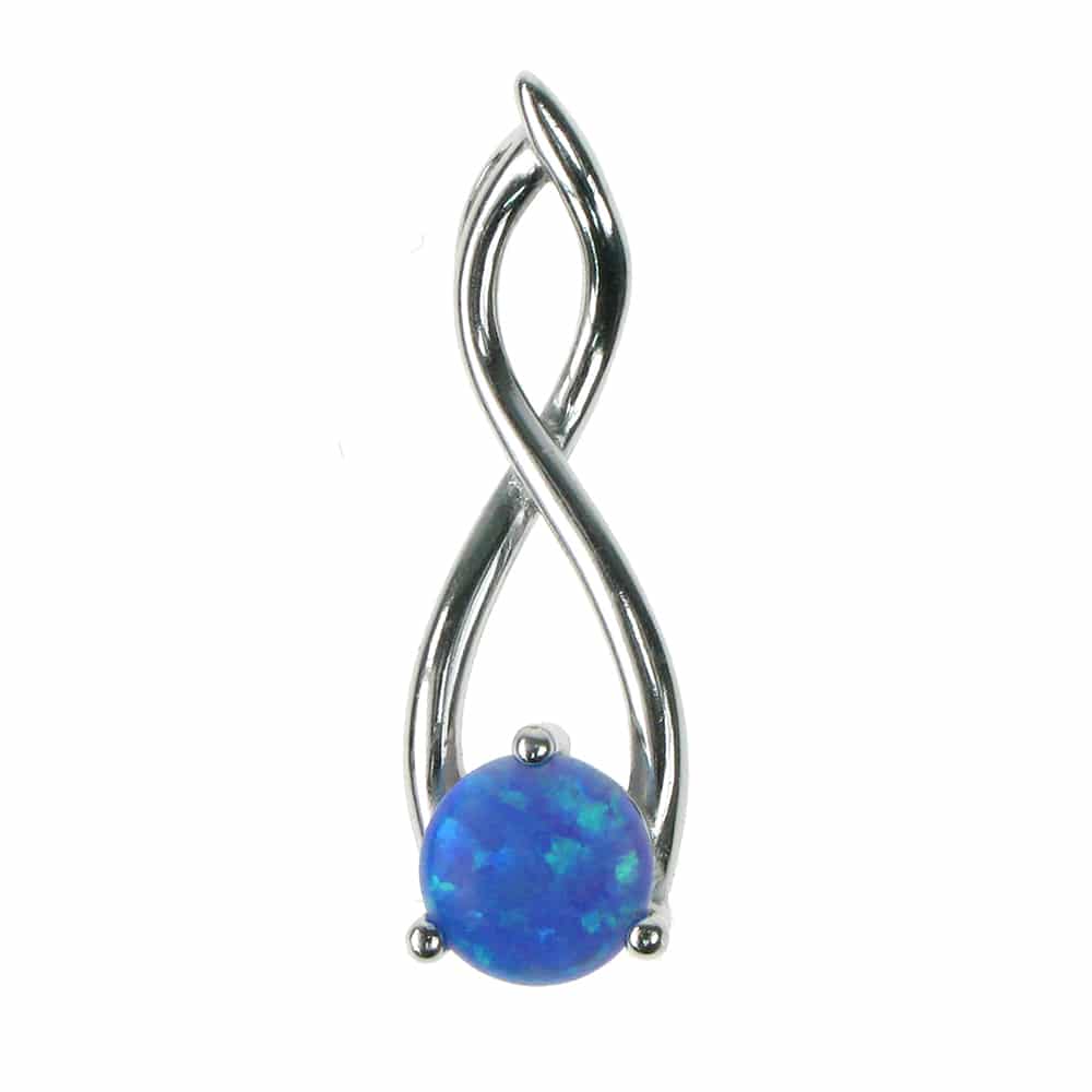Silver and Blue Opalique twist pendant