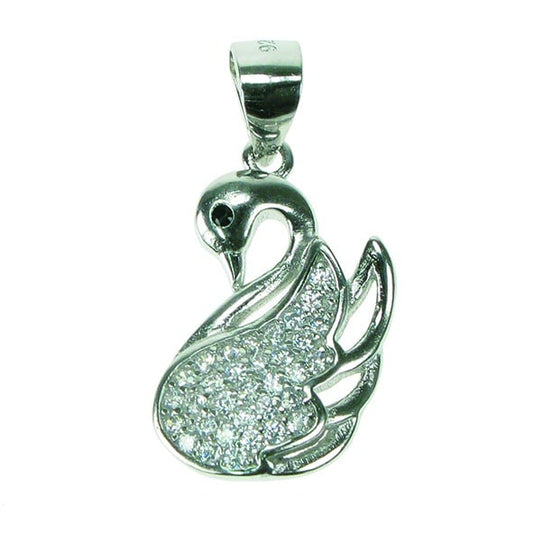 Silver and Cubic Zirconia swan pendant