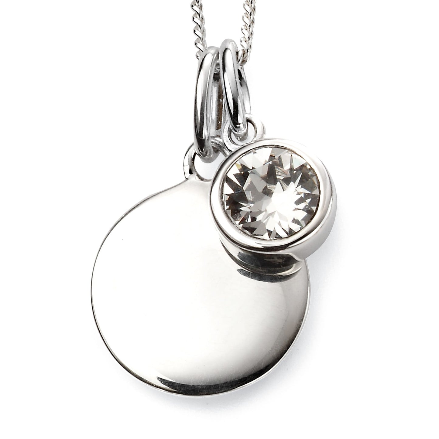 Silver and Cubic Zirconia Birthstone Pendant -April
