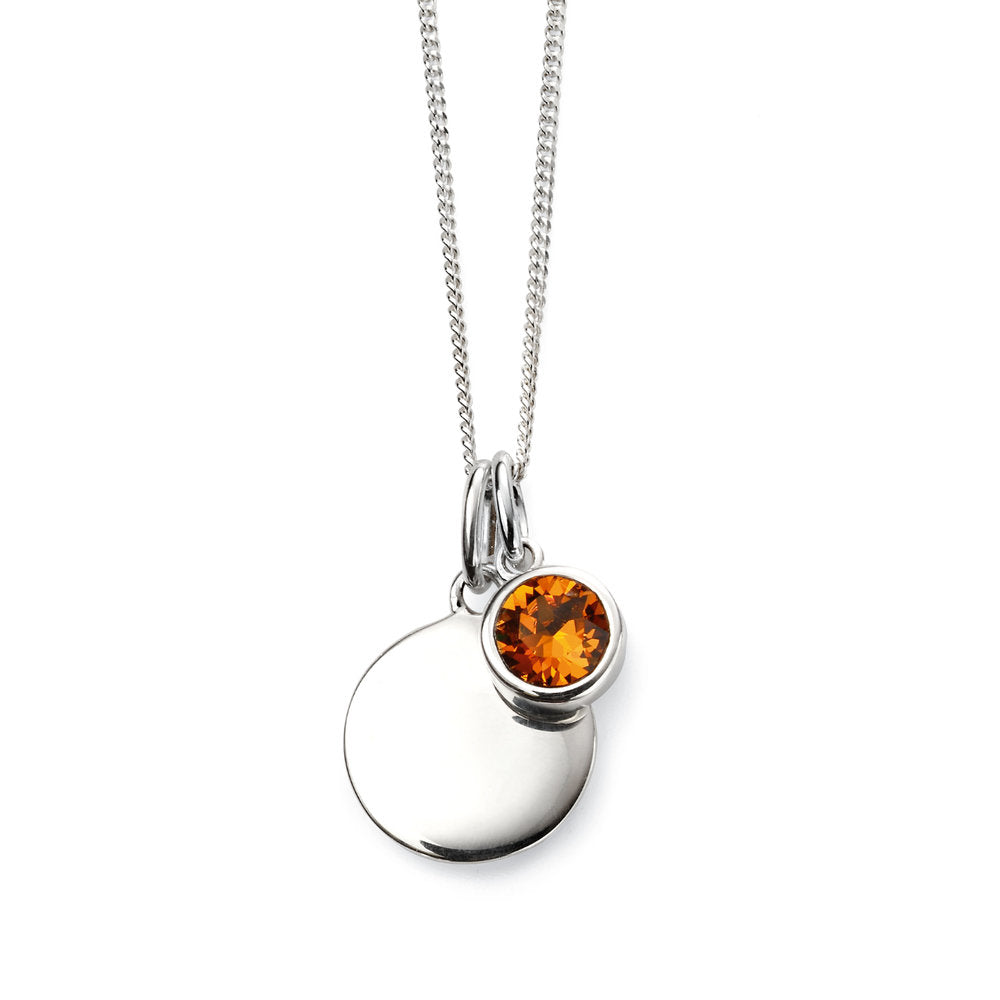 Silver and Crystal Birthstone Pendant -November