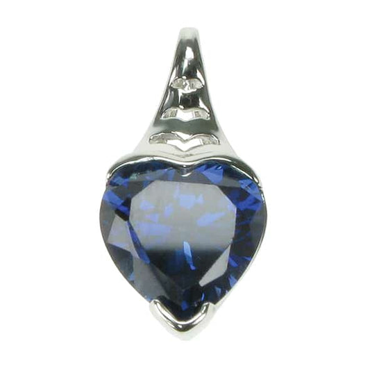 silver and Created Sapphire heart pendant